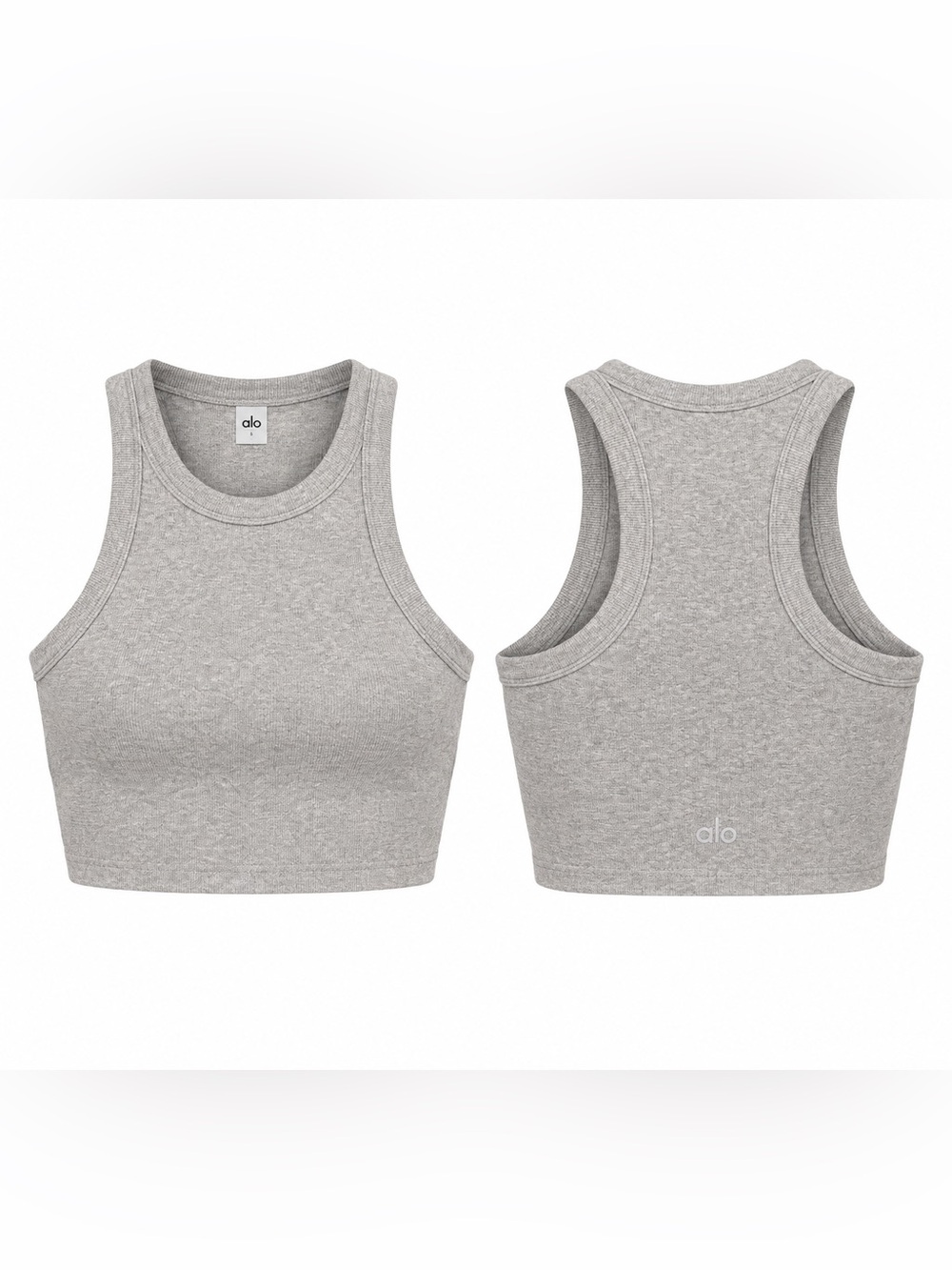 ALO Yoga Light Grey Ribbed Crop Tank